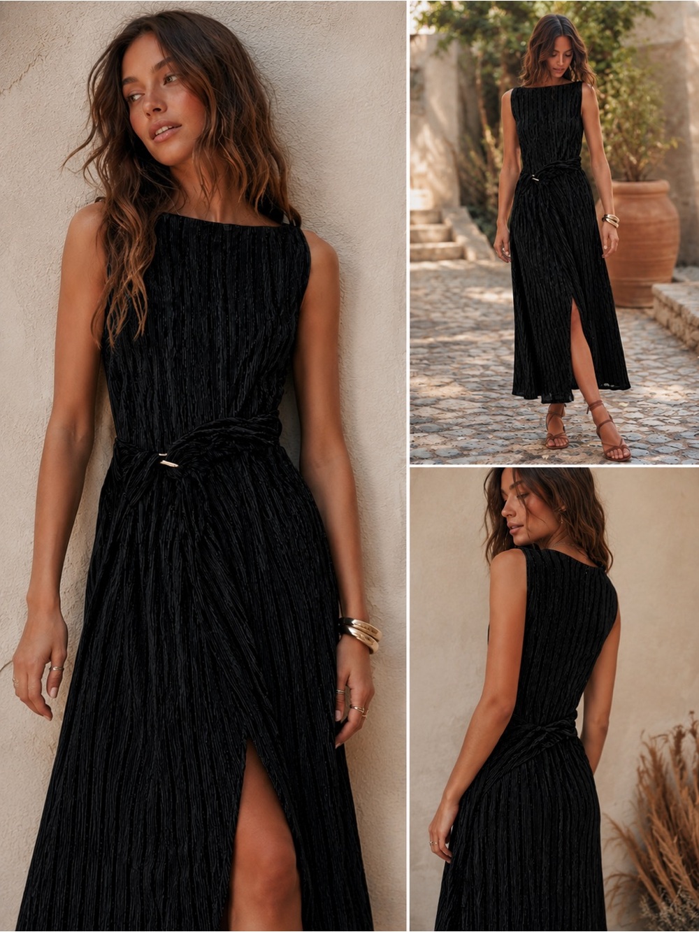 Maggy London Black Pleated‎ One Shoulder Midi Dress US 8 Elegant